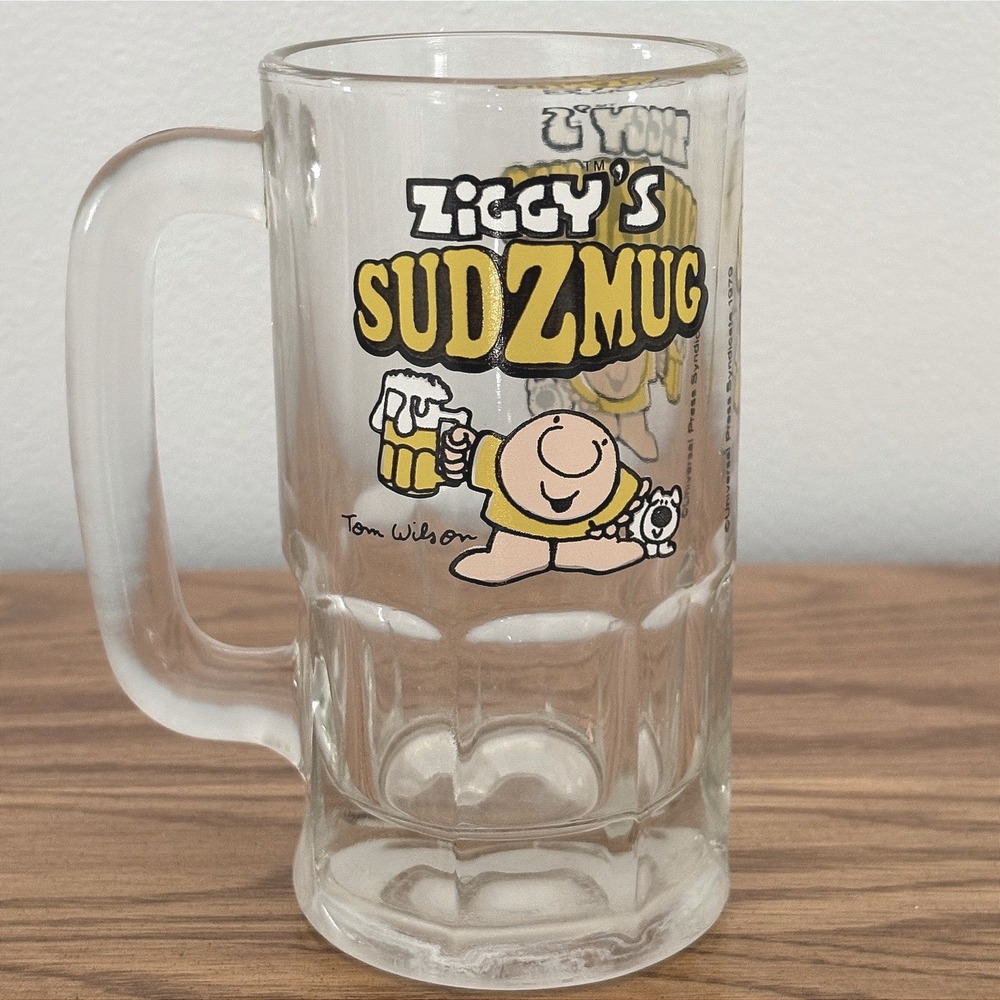 Vintage 1979 Ziggy Sudzmug Glass Beer Stein Tom Wilson Comic Strip Mug